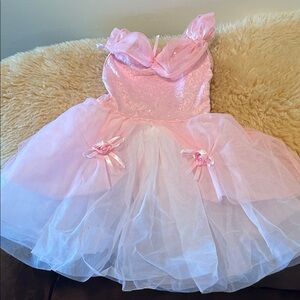 Pink Tulle Dress with Floral Accents